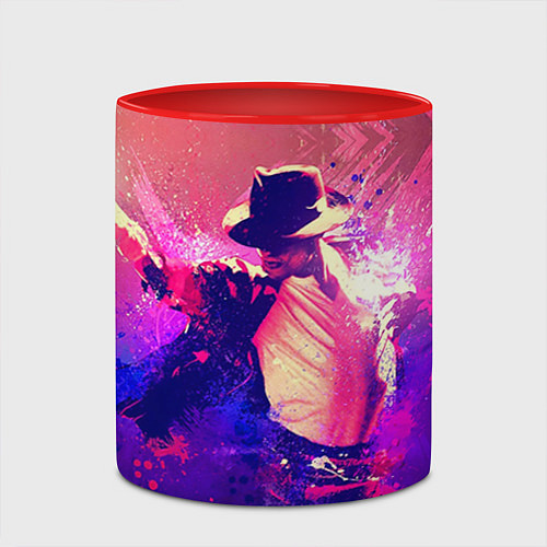 Кружка цветная Michael Jackson: Moon / 3D-Белый + красный – фото 2