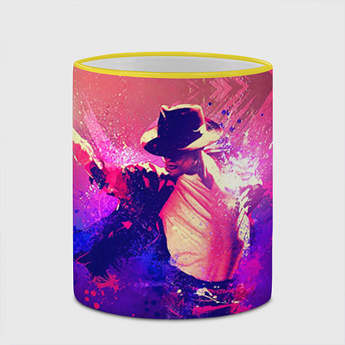 Кружка цветная Michael Jackson: Moon / 3D-Желтый кант – фото 2