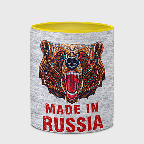 Кружка цветная Bear: Made in Russia / 3D-Белый + желтый – фото 2