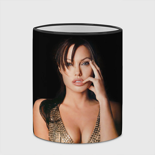 Кружка цветная Angelina Jolie / 3D-Черный кант – фото 2