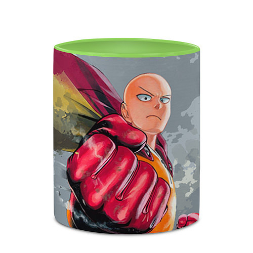 Кружка цветная One Punch Man Fist / 3D-Белый + светло-зеленый – фото 2