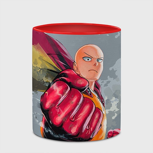 Кружка цветная One Punch Man Fist / 3D-Белый + красный – фото 2