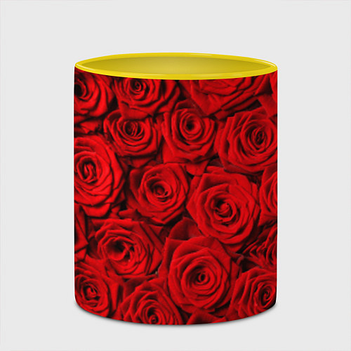 Кружка цветная Красные розы / 3D-Белый + желтый – фото 2