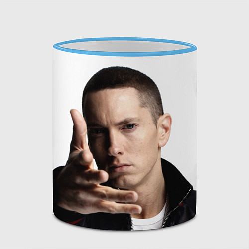 Кружка цветная Eminem / 3D-Небесно-голубой кант – фото 2