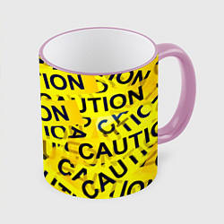 Кружка 3D Caution, цвет: 3D-розовый кант