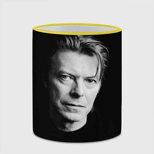 Кружка цветная David Bowie: Black Face / 3D-Желтый кант – фото 2