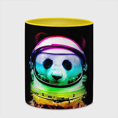 Кружка цветная Панда космонавт / 3D-Белый + желтый – фото 2