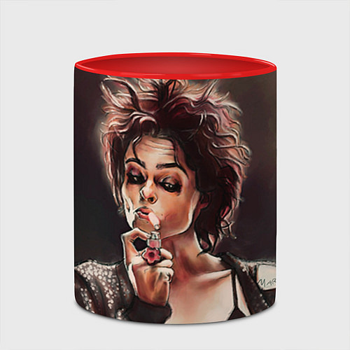 Кружка цветная Марла с сигаретой / 3D-Белый + красный – фото 2