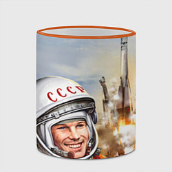 Кружка 3D Гагарин взлетает, цвет: 3D-оранжевый кант — фото 2