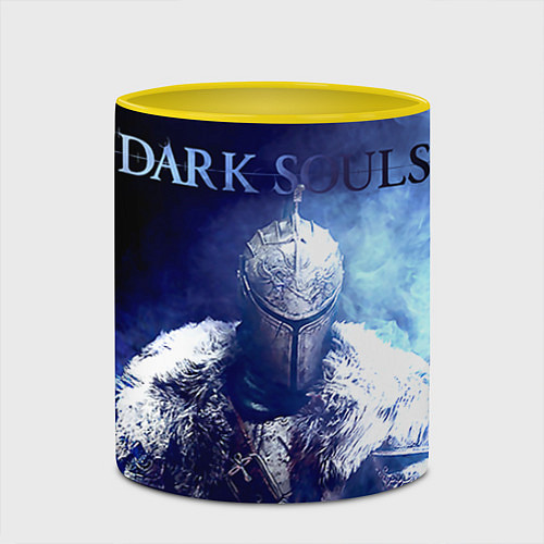 Кружка цветная Knight of fire - dark souls / 3D-Белый + желтый – фото 2