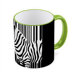 Кружка 3D Жидкая зебра, цвет: 3D-светло-зеленый кант