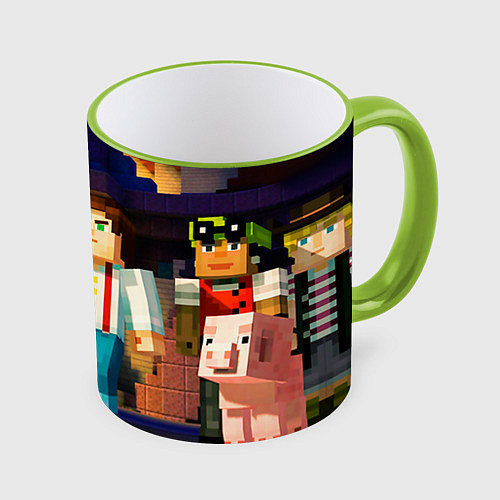 Кружка цветная Minecraft Men's / 3D-Светло-зеленый кант – фото 1