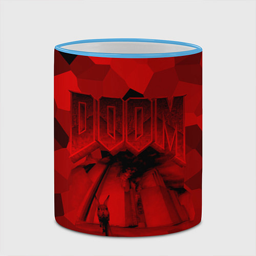 Кружка цветная DOOM: Red Polygon / 3D-Небесно-голубой кант – фото 2