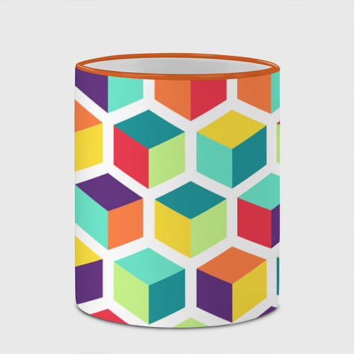 Кружка цветная 3D кубы / 3D-Оранжевый кант – фото 2
