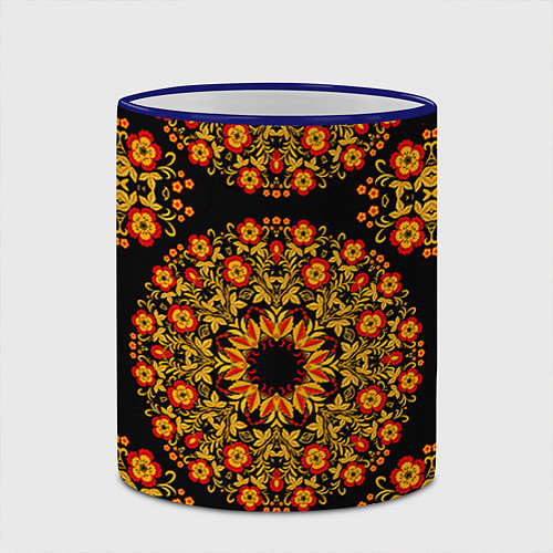 Кружка цветная Хохлома Роспись / 3D-Синий кант – фото 2