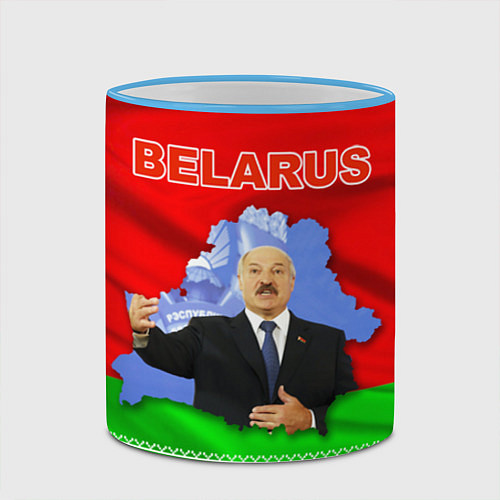 Кружка цветная Беларусь - Александр Лукашенко / 3D-Небесно-голубой кант – фото 2