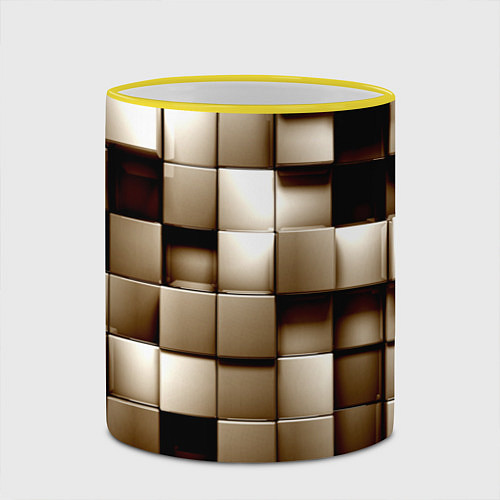 Кружка цветная Кубики / 3D-Желтый кант – фото 2