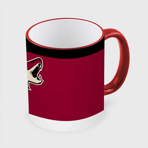 Кружка цветная Arizona Coyotes / 3D-Красный кант – фото 1