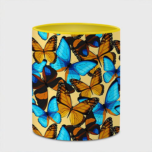 Кружка цветная Бабочки / 3D-Белый + желтый – фото 2