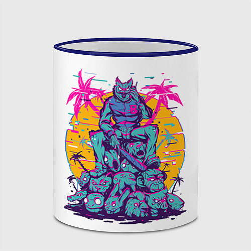 Кружка цветная Hotline Miami: Throne / 3D-Синий кант – фото 2