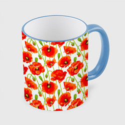 Кружка 3D Маки, цвет: 3D-небесно-голубой кант