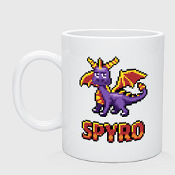 Кружка керамическая Spyro: 8 bit, цвет: белый