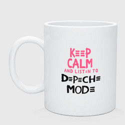 Кружка керамическая Keep Calm & Listen Depeche Mode, цвет: белый