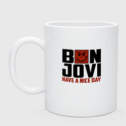 Кружка керамическая Bon Jovi: Nice day, цвет: белый