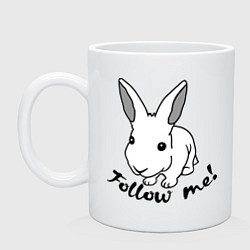 Кружка керамическая Rabbit: follow me, цвет: белый