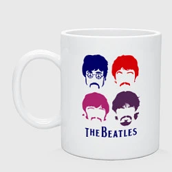 Кружка керамическая The Beatles faces, цвет: белый