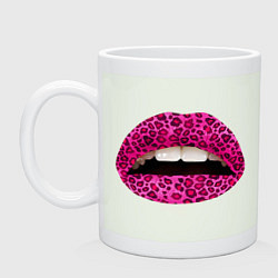 Кружка керамическая Pink leopard lips, цвет: фосфор
