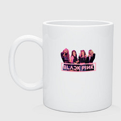 Кружка керамическая Black Pink Band, цвет: белый