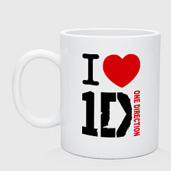 Кружка керамическая I love 1D, цвет: белый