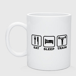 Кружка керамическая Eat Sleep Train цвета белый — фото 1