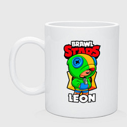 Кружка керамическая BRAWL STARS LEON, цвет: белый