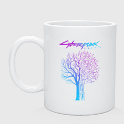 Кружка керамическая ДЕРЕВО CYBERPUNK 2077, цвет: белый