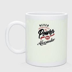 Кружка керамическая Недооценивай силу Александра, цвет: фосфор