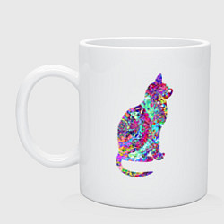 Кружка керамическая Красочная кошка, цвет: белый