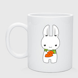 Кружка керамическая Зайчик с морковкой, цвет: белый
