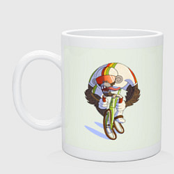 Кружка керамическая Безумный велосипедист, цвет: фосфор