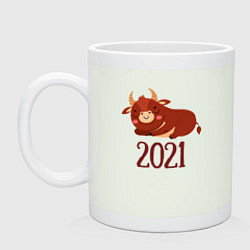 Кружка керамическая Год быка 2021, цвет: фосфор