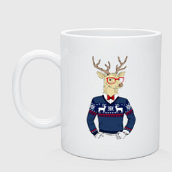 Кружка керамическая Hipster Deer, цвет: белый