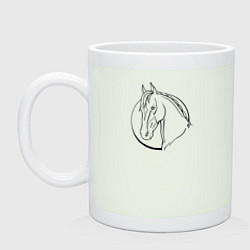 Кружка керамическая Лошадь - линейный рисунок, цвет: фосфор