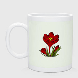 Кружка керамическая Красные тюльпаны, цвет: фосфор