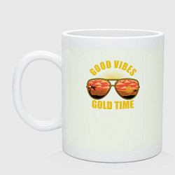 Кружка керамическая Good vibes gold time, цвет: фосфор