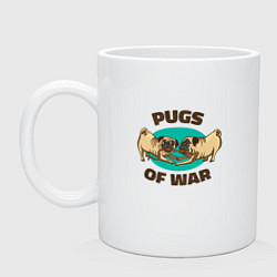 Кружка керамическая Pugs of War - Мопсы войны, цвет: белый