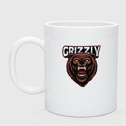 Кружка керамическая Медведь Grizzly, цвет: белый