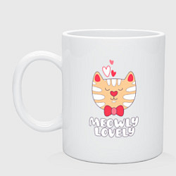 Кружка керамическая Meowly Lovely, цвет: белый