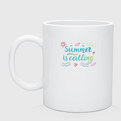 Кружка керамическая Лето зовет, Summer is calling, цвет: белый