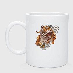 Кружка керамическая Год тигра, цвет: белый